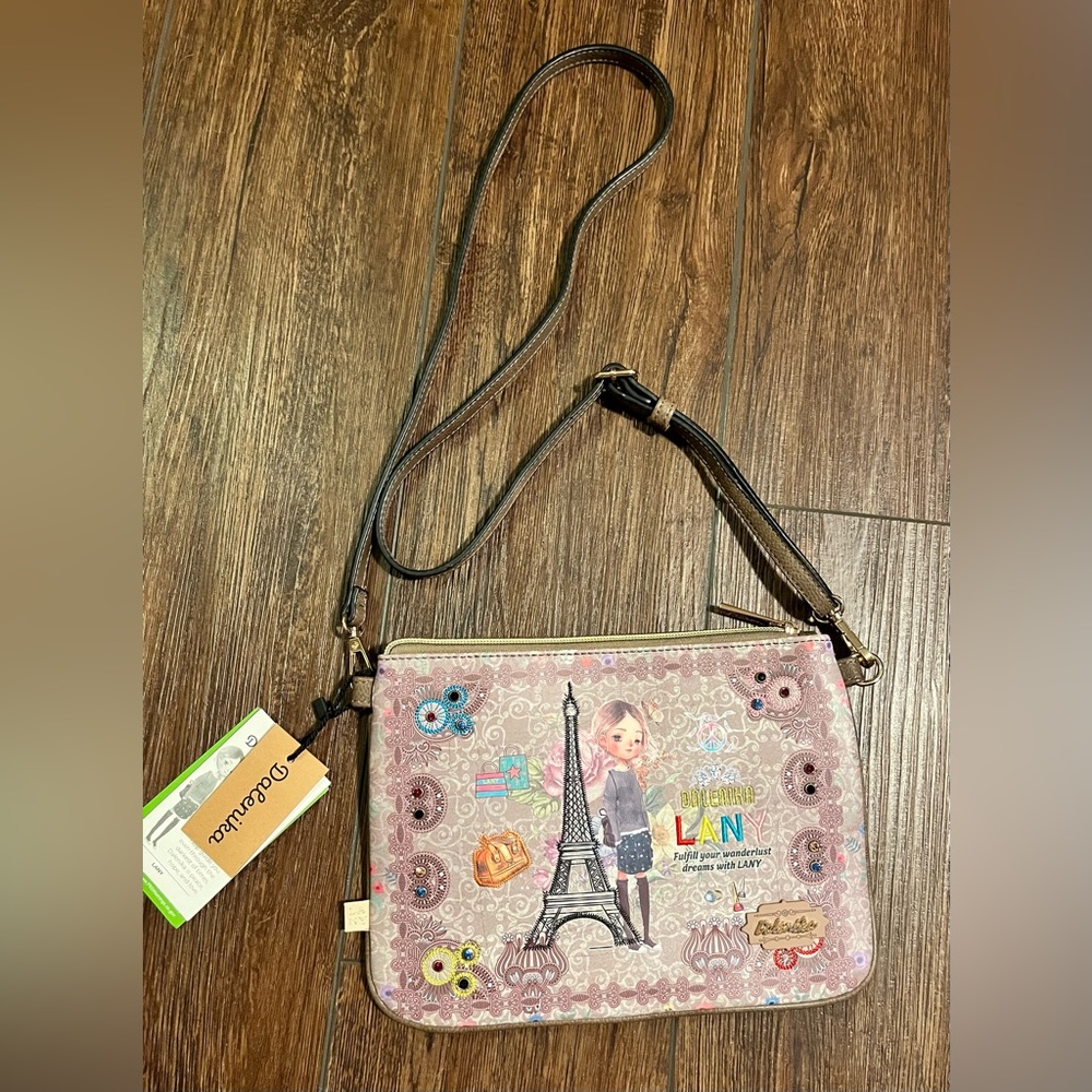 NWT Dalenika LANY crossbody bag. Bejeweled. Vegan leather (PETA approved).